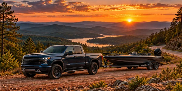 Alabama landscape and vehicles at sunset
