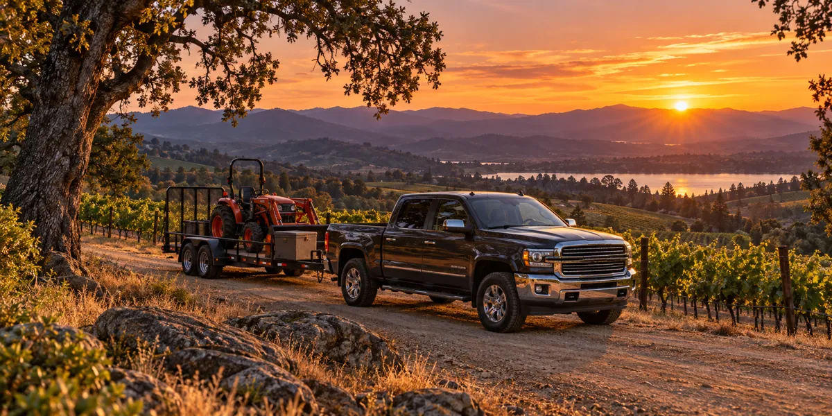 California-inspired vehicles and landscape at copper sunset