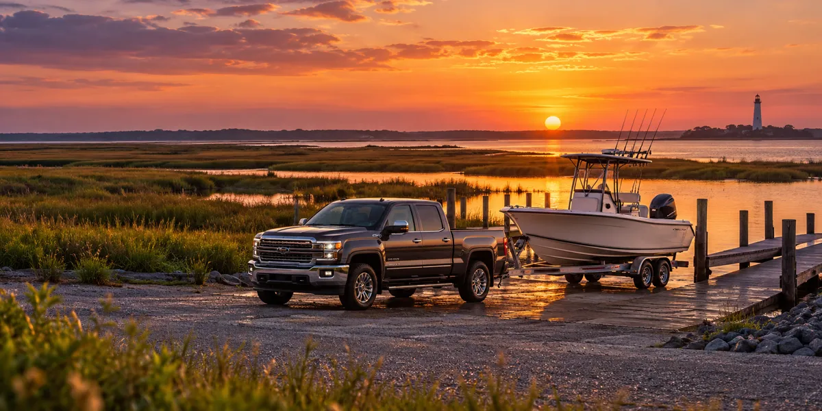 Delaware-inspired vehicles and landscape at copper sunset