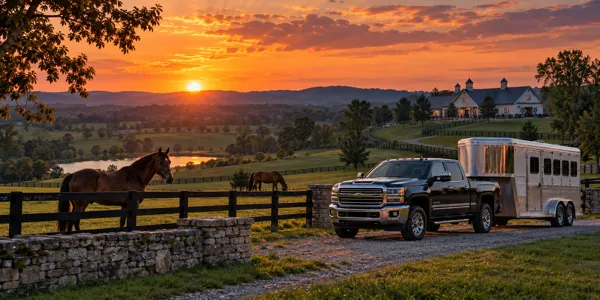 Kentucky landscape and vehicles at sunset