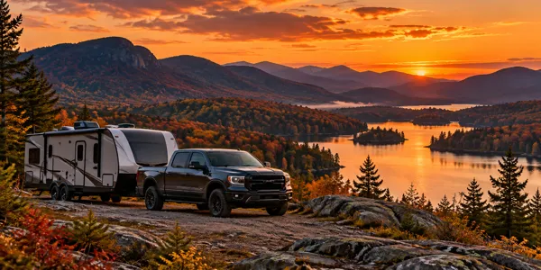 New York landscape and vehicles at sunset
