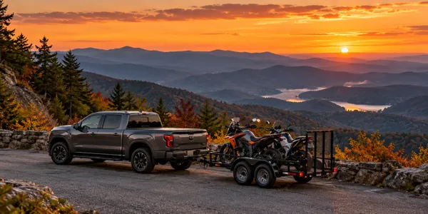 North Carolina landscape and vehicles at sunset
