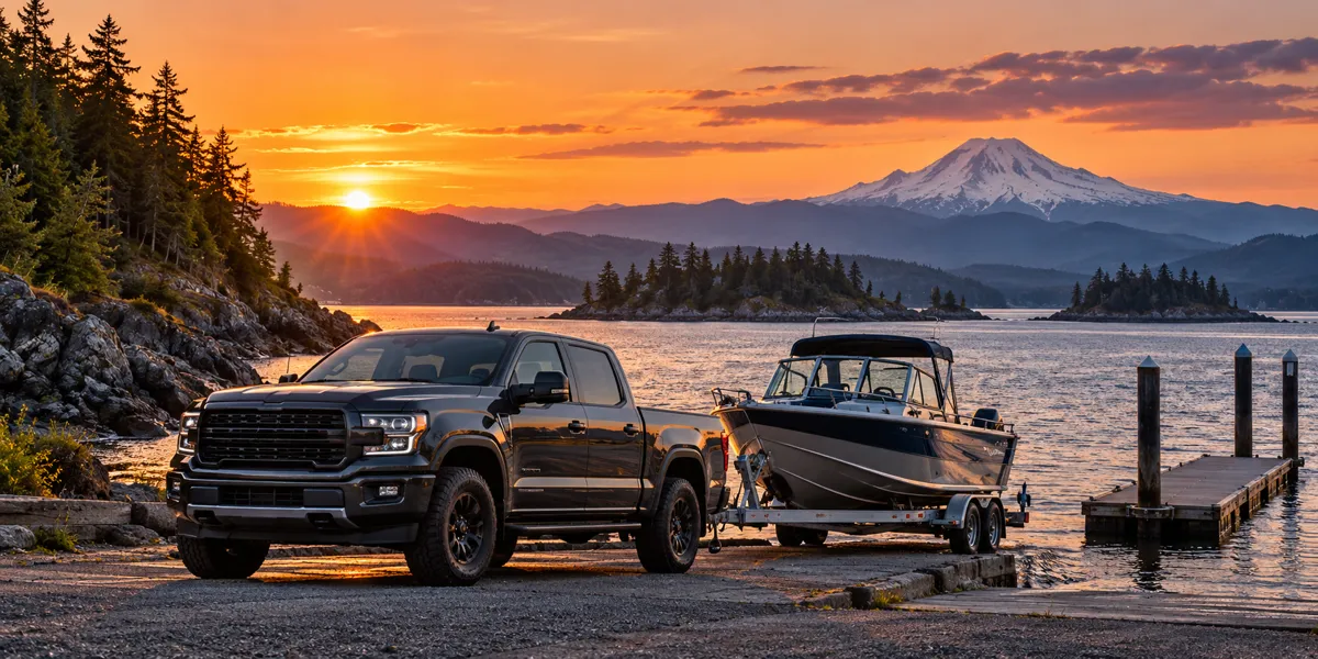Washington-inspired vehicles and landscape at copper sunset