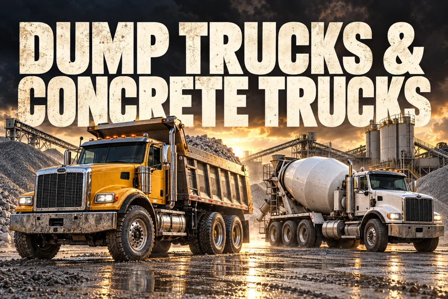 Dump Trucks & Concrete Trucks Dump Trucks & Concrete Trucks category illustration